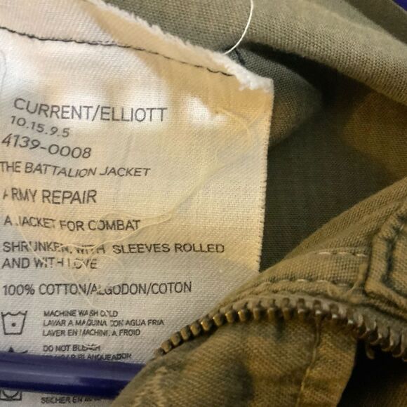 Current Elliott The Batallion Jacket army repair Green Distressed sz 2 - Picture 13 of 14